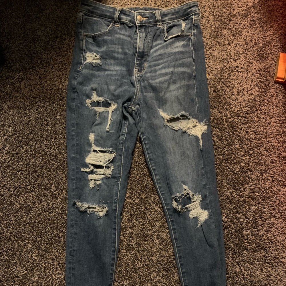 Blue American eagle highest rise stretch jeggings size 10 perfect condition